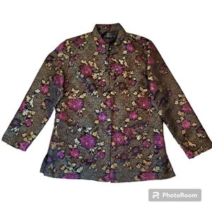 NWT Robert Louse Women’s Silk Jacket Blazer Asian Kimono Style M Flowers Size M